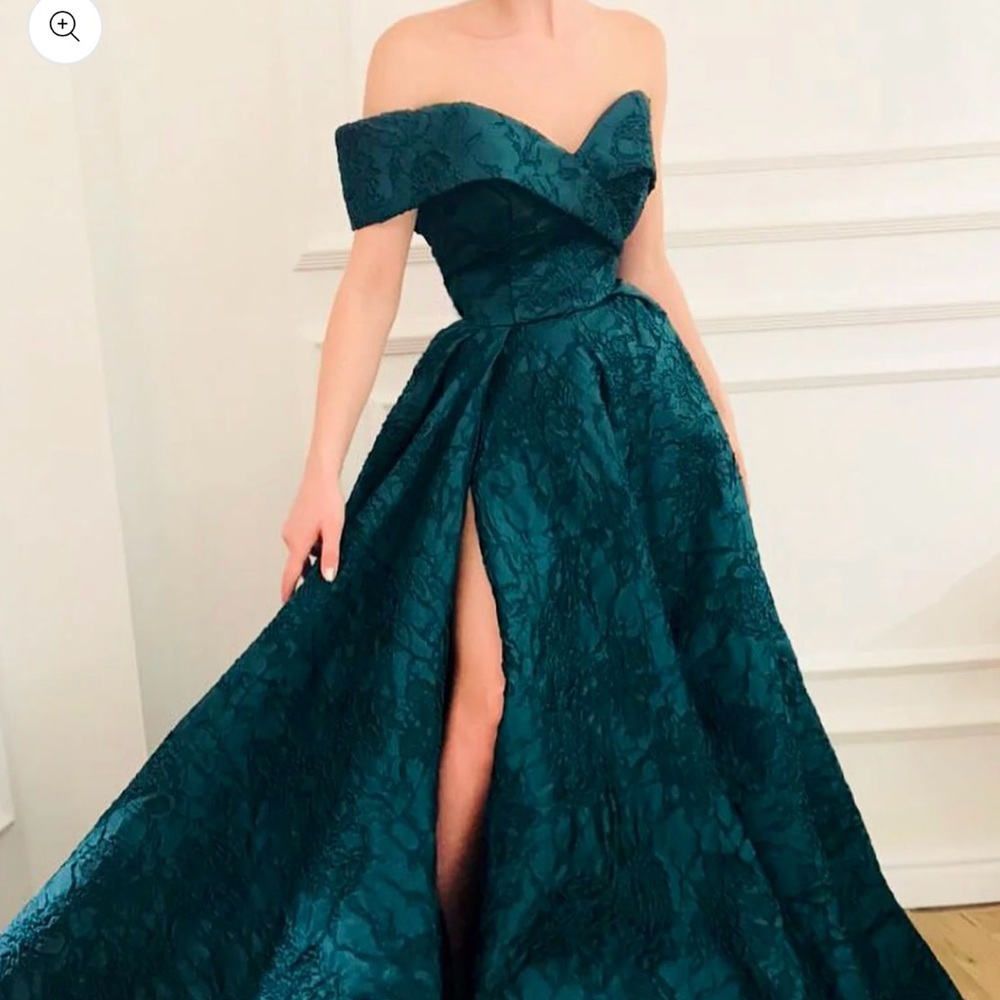 Teuta Matoshi Strapless Dark Teal Gown